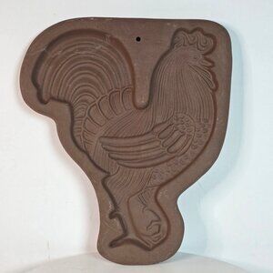 Vintage 90s Hartstone Pottery USA Rooster-Shaped Shortbread Cookie Mold Brown Cl